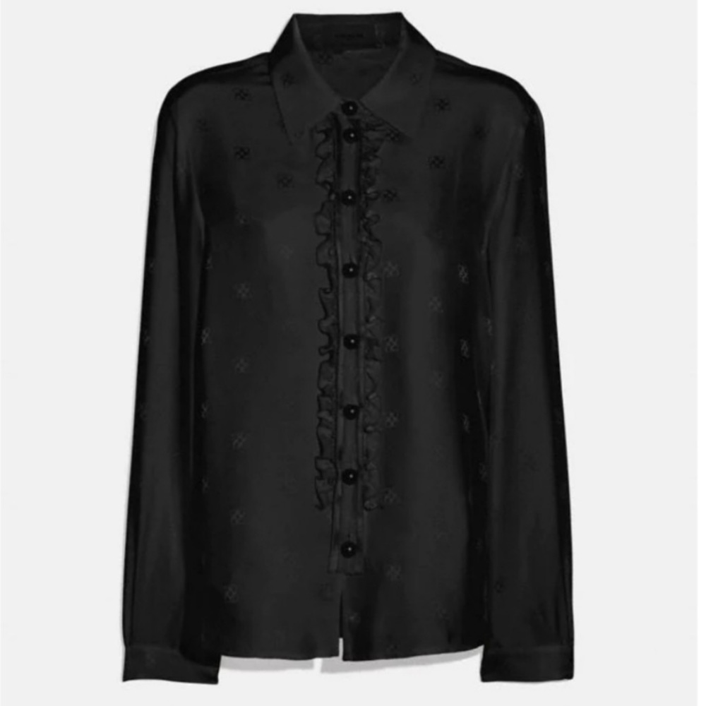 New Coach signature jacquard button down blouse size 0